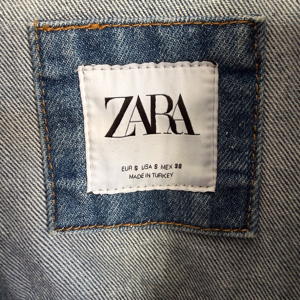 Zara Distressed Denim Jacket Bleach Splatter Cropped Size Small - Picture 5 of 10